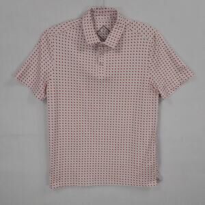 Burlebo Polo Shirt Mens Medium White Burnt Orange Texas Print Performance Golf
